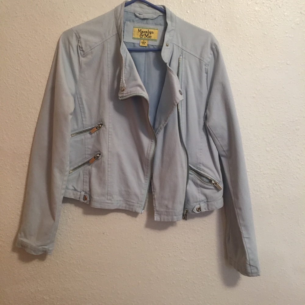 Light blue moto jacket